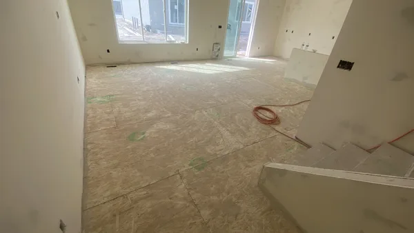 The exposed floor shows the full footprint of this room.
