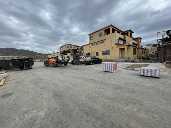 Exterior construction activity at the Ivory Ridge community.
