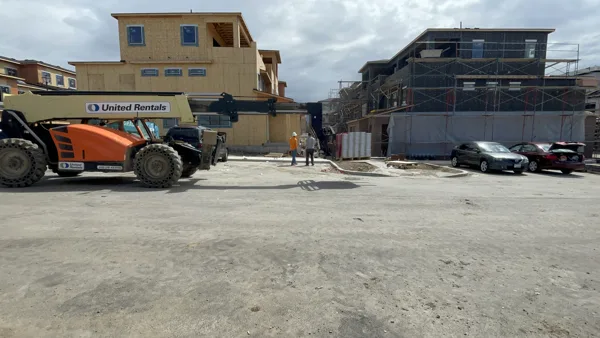 Exterior construction activity at the Ivory Ridge community.