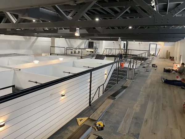 A view of the LVP installation work, finished areas or flooring details at The Beauty Stop.