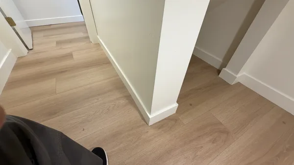 Replacement plank flooring in the basement rooms and hallway.